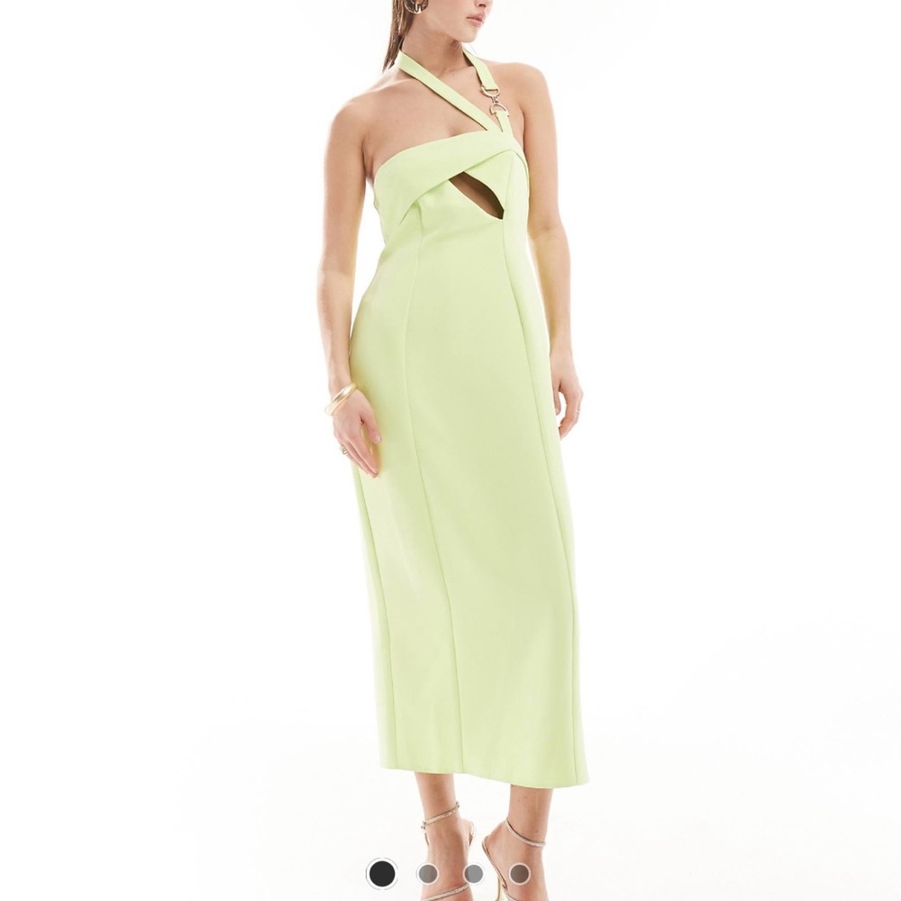 Elegant Lime Green Halter Dress